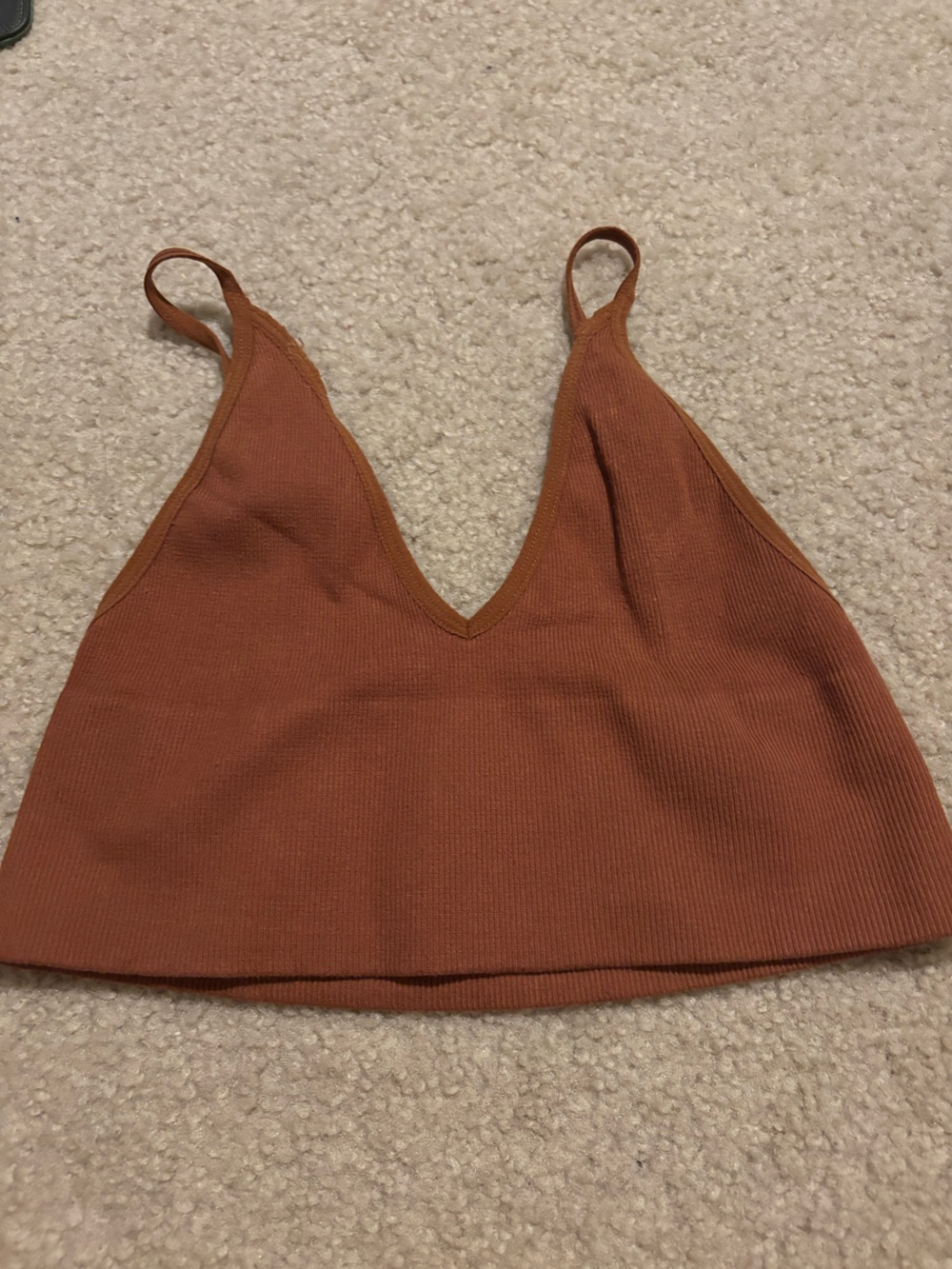 By Together Rust Brown Ribbed V-Neck Camisole